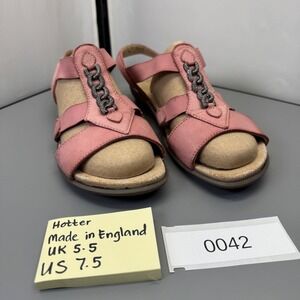 Hotter Pink Suede Embellished Sling Sandals Women US 7.5 UK 5.5 Made in England